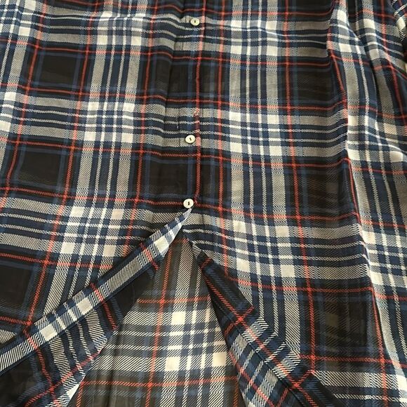 Cha Cha Venti Blouse Caftan Tunic Top Buttons Plaid Sheer 3/4 Sleeves Size 2X - Picture 6 of 11